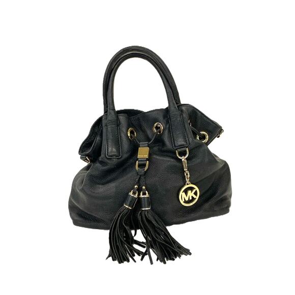 Michael Kors Distressed Pebbled Leather Double Tassel Drawstring Satchel - Picture 2 of 9